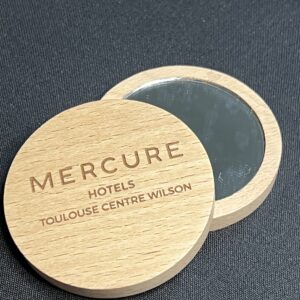 Miroir de poche rond en bambou